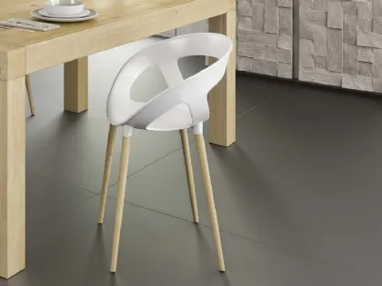 Sedia in plastica con gambe in rovere Biochic Rounded di Domus Arte