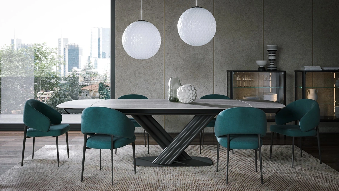 Tavolo Sipario Ext in gres travertino di Tonin Casa