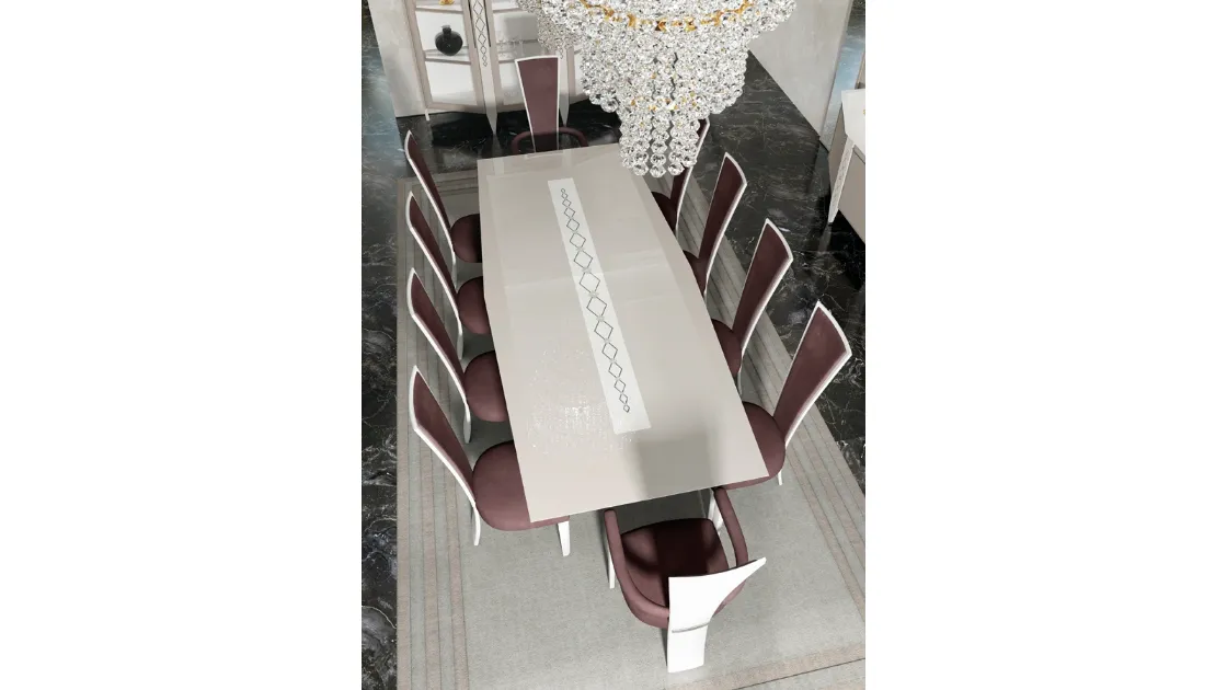 Tavolo esagonale Erable con top in vetro di Vismara Design