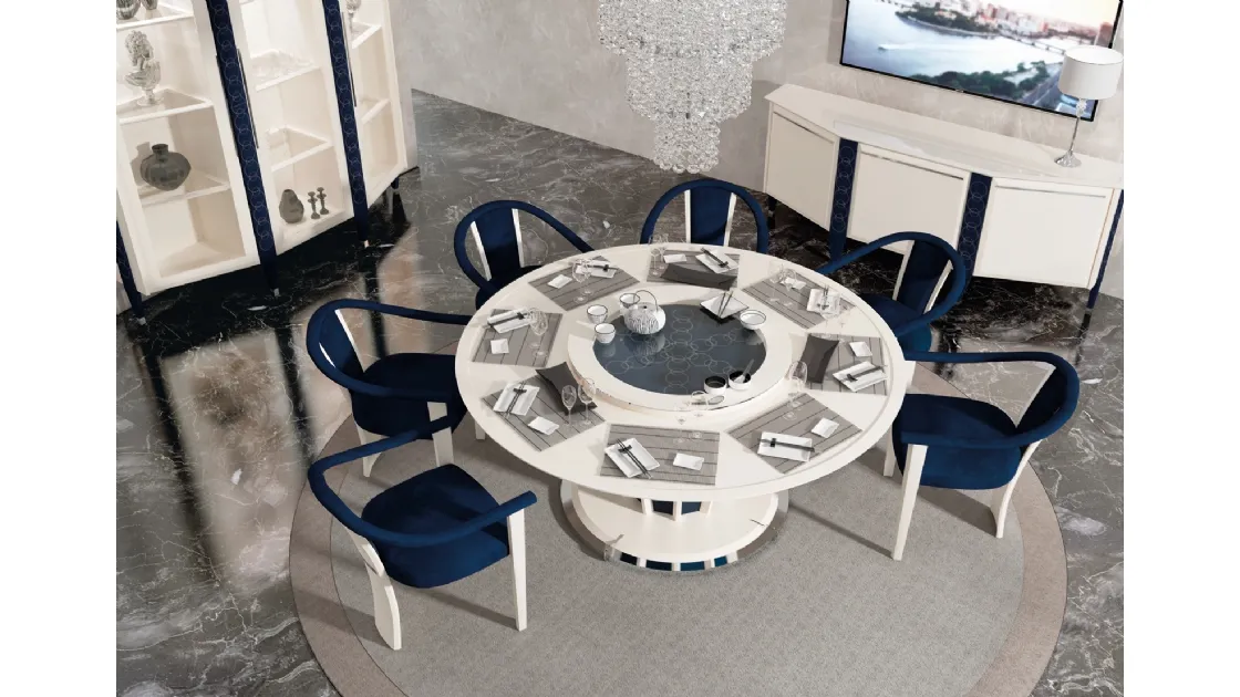 Tavolo rotondo Vegas laccato Bianco di Vismara Design