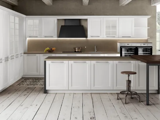 Cucina classica e al contempo moderna angolare in laccato opaco poro aperto Talia 02 di Miton