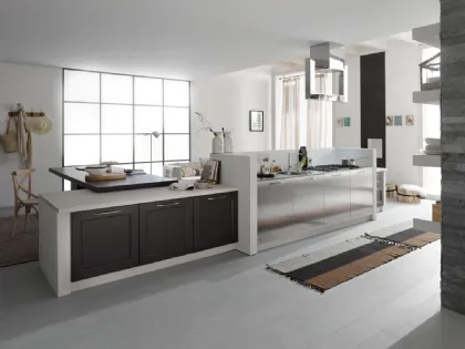 Cucina Classica lineare in legno e acciaio Asolo 04 di Dibiesse