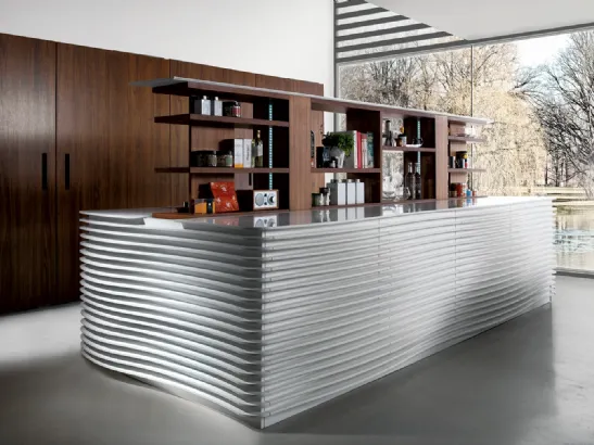 Cucina Design lineare in laccato Bianco lucido Marosi di Miton
