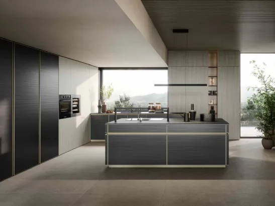 Cucina Moderna con isola Coco Stream Inchiostro di Dibiesse