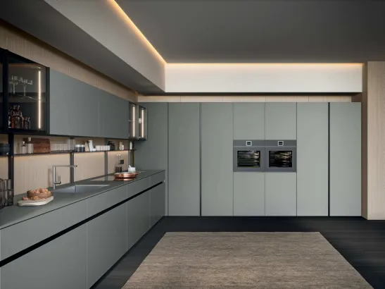 Cucina Moderna ad angolo GI30 02 in laccato Grigio opaco di Dibiesse