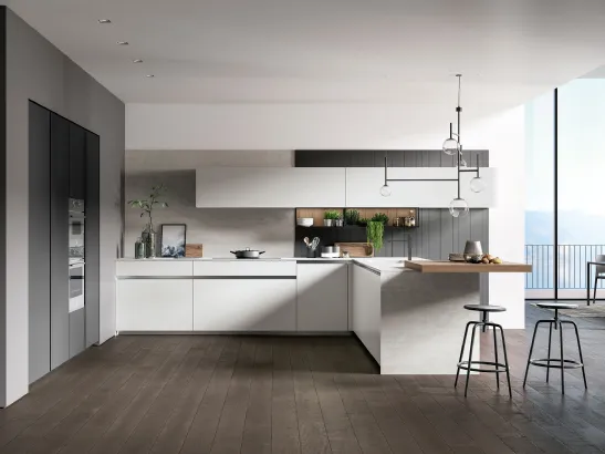 Cucina Moderna con penisola Glass 2|0 01 di Arredo3