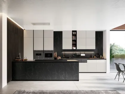 Cucina Moderna Glass 2 0 03 con penisola di Arredo3