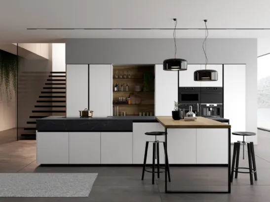 Cucina Moderna con penisola Glass 2 0 di Arredo3