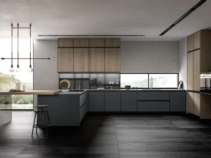 Cucina Moderna Kronos 02 con penisola di Arredo3
