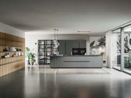 Cucina Moderna lineare Lesmo 01 in laccato grigio opaco di Dibiesse