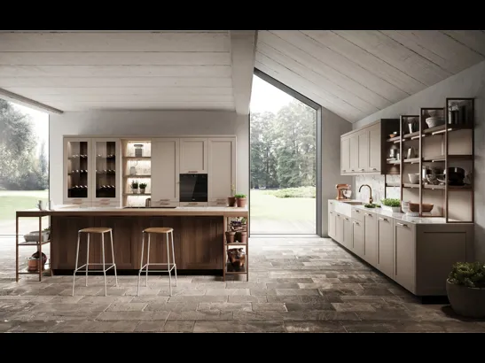 Cucina Moderna con isola Médea in bilaminato di Miton