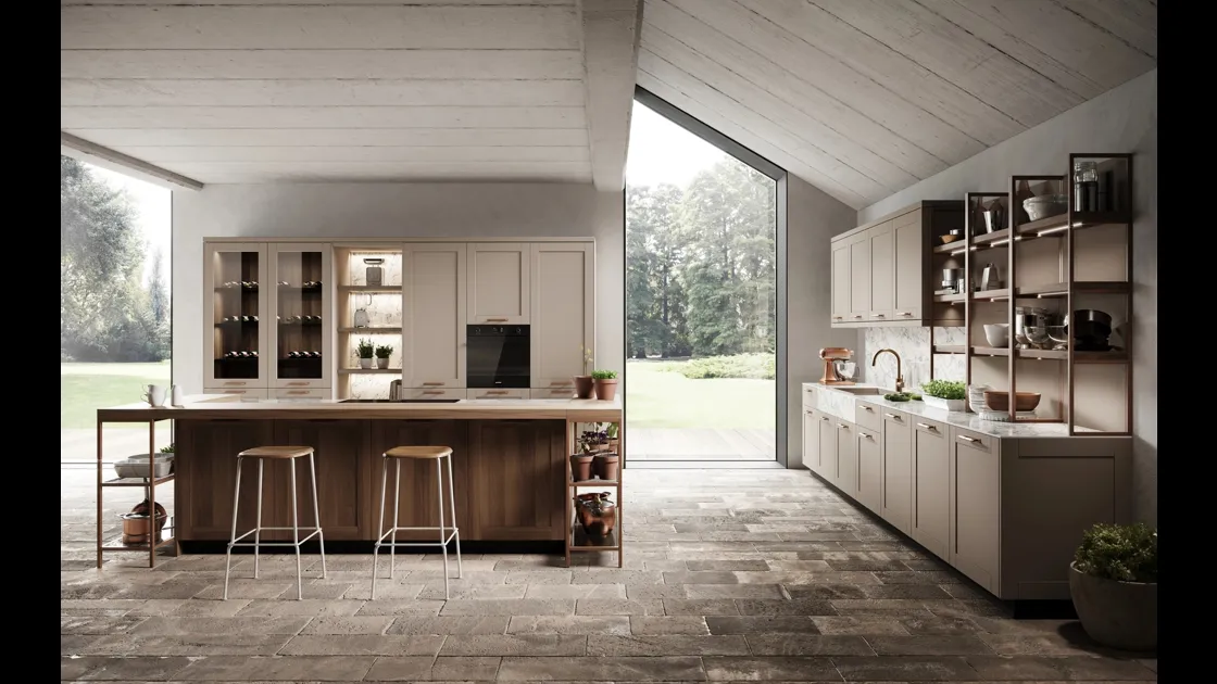 Cucina Moderna con isola Médea in bilaminato di Miton
