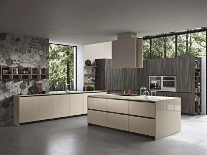 Cucina Moderna con isola Spring Job 01 in melaminico di Dibiesse