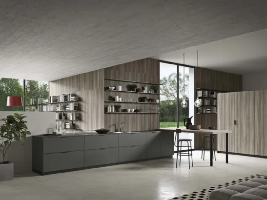 Cucina Moderna lineare Spring Pro 02 in melaminico di Dibiesse