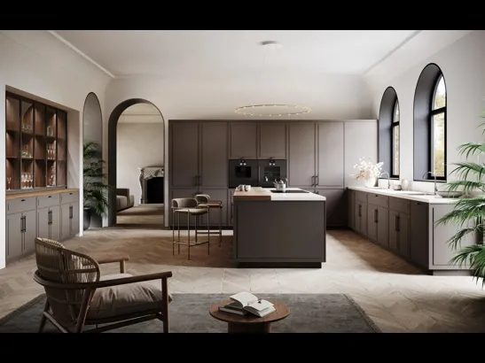 Cucina Moderna con isola Tes in laccato opaco Carruba di Miton