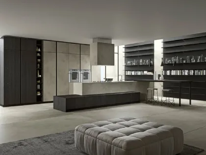 Cucina Moderna lineare in legno e laminam effetto calce Vestimi 01 di Dibiesse