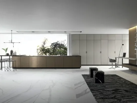 Cucina Moderna in linea Vestimi 02 in metallo brunito di Dibiesse