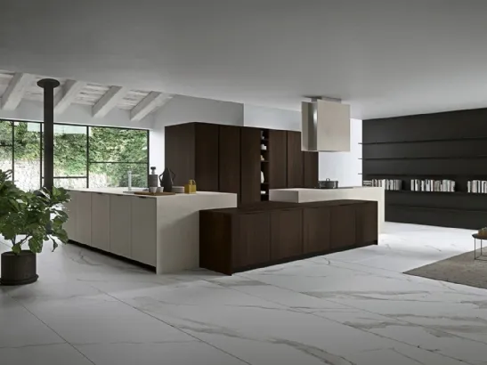 Cucina Moderna angolare Vestimi 04 in rovere termotrattato  e finitura calce di Dibiesse